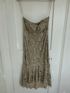 Aidan Mattox Gold Sequin Dress - BNWT Size 8 - Picture 1 of 4