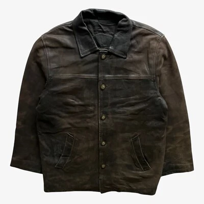 Vintage 90s Men's Redskins Dark Brown Leather Pilot Jacket, Military Army Retro - Image 1 of 4