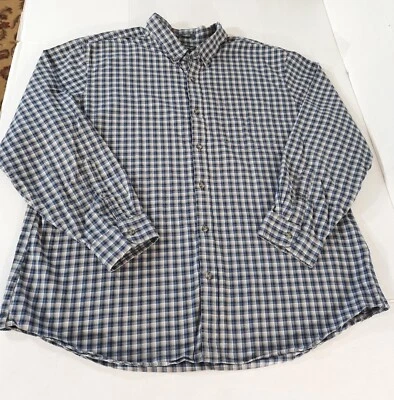 Camisa Eddie Bauer Calce Clásico LS Cuadros Abotonada Hombres Talla 2XL Azul Gris Blanco Foto 1 de 4