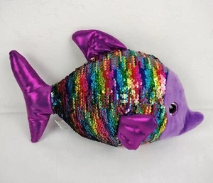 Peluche Gitzy Arco Iris Brillo Cambiable Lentejuelas Pez Peluche Púrpura 12" - Imagen 1 de 6