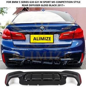 PARA BMW SERIE 5 G30 G31 2017 - 2022 M SPORT PERFORMANCE DIFUSOR TRASERO LABIO NEGRO - Imagen 1 de 7