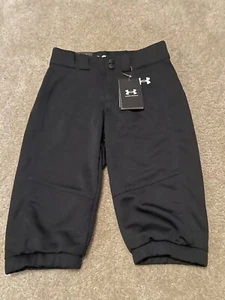Under Armour Softball Pants Girls Small Youth YS Black Stretch Utility Pants - Picture 1 of 5