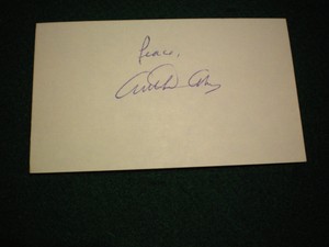 Arthur Ashe signed 3"x 5" card HALL OF FAME Tennis Player DECEASED