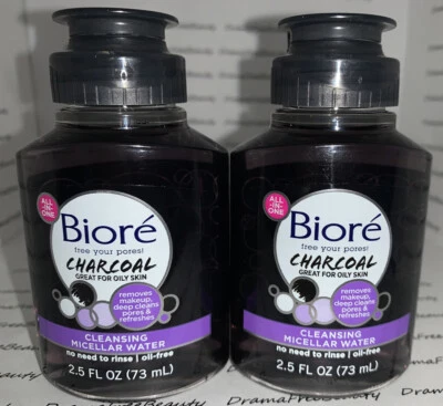 Biore CHARCOAL Cleansing Micellar Water All-In-One Oily Skin Cleanser 2 X 2.5oz. - Image 1 of 4