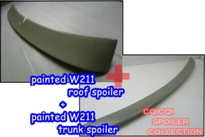 Painted M-BENZ W211 E Sedan L type roof+ A type trunk spoiler color-197 Black◎ - Foto 1 di 1