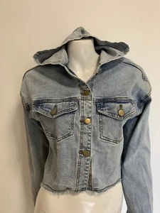 NWOT LEGOE HERITAGE (maternity) sz 0/8-10 hooded blue denim jacket. - Picture 1 of 7