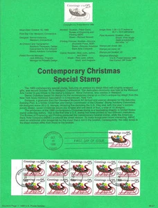 #8927 25c Estampilla de trineo de Navidad #2428/2428a Página de recuerdos de USPS - Imagen 1 de 1