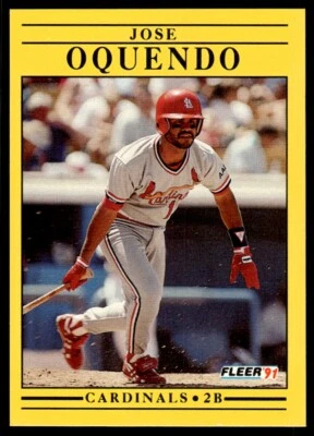 1991 Fleer Baseball Card Jose Oquendo St. Louis Cardinals #640 - Image 1 of 2