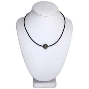 14-15mm Genuine Tahitian Black Pearl 2mm Leather Cord Necklace 16" 18" or 20" - Picture 1 of 2