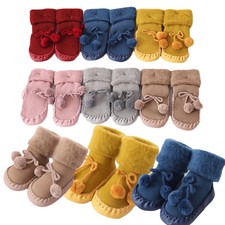 Boy Girls Toddler  Warm Floor Socks Baby Shoes Flats Soft Slippers Kids Booties