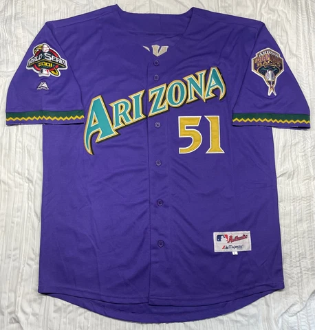 DIAMONDBACK JERSEY #51 RANDY JOHNSON SIZE L-XL WORLD SERIES 2001 PURPLE ARIZONA Cover