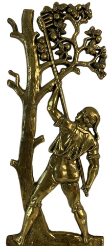 V I N T A G E   APPLE PICKER DECOR METAL WALL PLAQUE - 7331 STAR Brass Cover