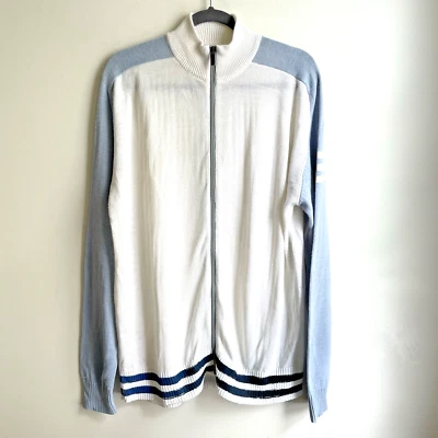 Suéter Tejido Vintage Triple Five Soul Cremallera Frontal Algodón Azul Blanco Y2K Talla XL Foto 1 de 4