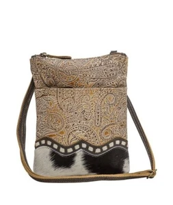 Bolso Bandolera Myra #6680 Cuero Ondulado, Hairon, Cuero 7.5"x10" ~ Bolsillo Frontal - Imagen 1 de 1