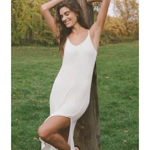 Andie The Barreta Dress Waffle Bamboo White Slip Dress Midi XL - Picture 1 of 8