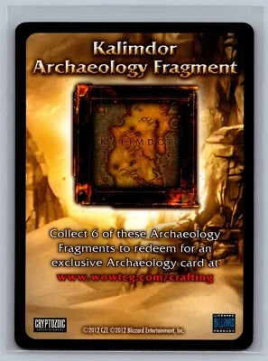 World of Warcraft TCG 2012 Kalimdor Archaeology Fragment Redemption Card WOW - Image 1 of 2