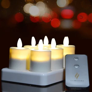 Luminara Rechargeable Tealight Gift Candles Flameless Unscented /Timer Remote - Picture 1 of 12