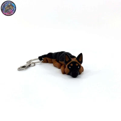 Lindo llavero inquieto flexible perro pastor alemán cremallera tirar articulado 3D Foto 1 de 4