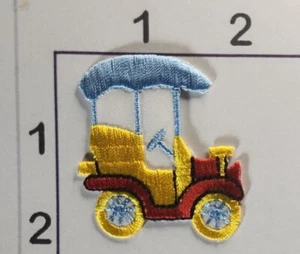 2" Red Yellow Blue Antique Touring Car Embroidered Iron On Applique Patch - Picture 1 of 1