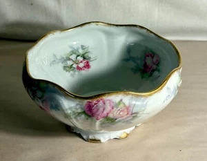 Haviland Limoges France ciotola rosa floreale e oro 3 1/4" - Foto 1 di 2
