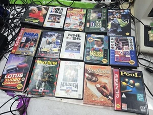 Sega Genesis 15-Random Sports Games in Cases & Artwork w/Manuals-PARTS-READ ALL - Picture 1 of 15