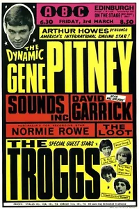 Póster de música de concierto de rock & roll vintage de Gene Pitney Troggs A3/A4 RR28 - Imagen 1 de 1