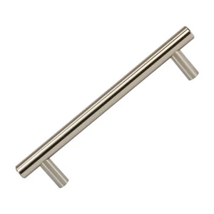 6-5/8" Length Euro Style Brushed Nickel Pull Handle 5-1/32" Hole Centers Heavy - Picture 1 of 4