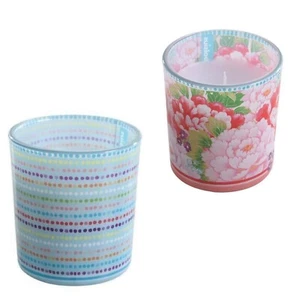 12 Stück Blau / Blume Glaskerze Kerze Glas Bolsius Geschenk Brenndauer ca. 23 h - Bild 1 von 3