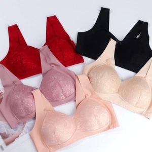 Women Latex Soft Bras Comfort Push Up Thin Underwear Wire Free Lace Lingerie - Picture 1 of 24