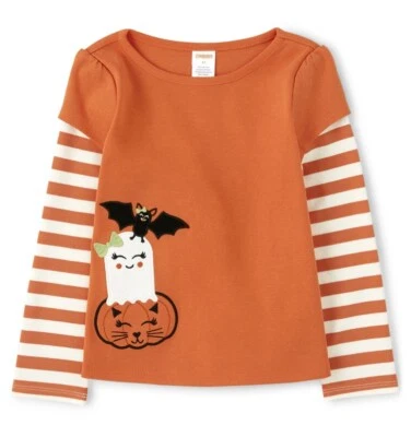 New Gymboree Girls Halloween Top T-Shirt 2T Lil’ Pumpkin Orange Long Sleeve - Image 1 of 4