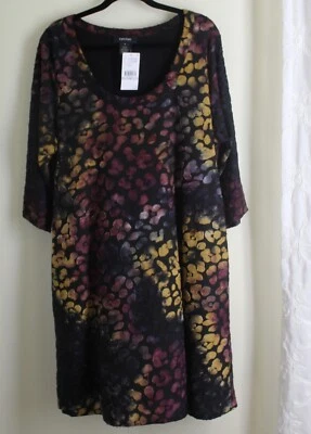 NWT Karen Kane Sz 1X Purple Gold Art-to-Wear Golden Hour Jersey Knit Dress - Image 1 of 4