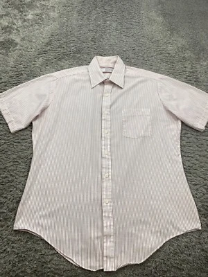 Camisa De Colección Sears Hombres 16 Perma-Prest Corte Regular Rojo Bastón de Caramelo Rayas Abotonada Foto 1 de 4