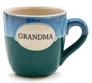 Grandma Teal Blue Glaze Hand-Painted Porcelain Coffee Mug Home & Kitchen - Picture 1 of 1