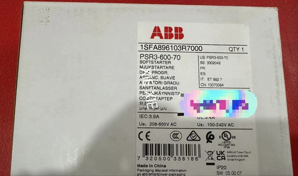 Brand new  ABB PSR3-600-70 Soft  starter shipping  Via Fedex or DHL - Image 1 of 1