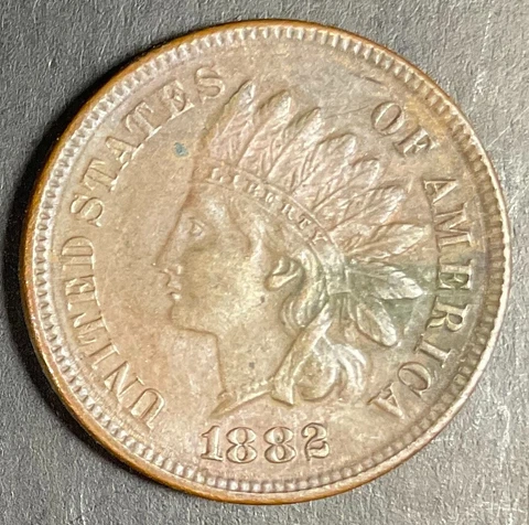 UNC 1882 Indian Head Cent CHOICE PQ tough collection date VERY nice k609 Cover