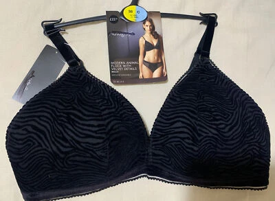 M&S AUTOGRAPH MODERN ANIMAL FLOCK & VELVET DETAILS NON WIRED BRALETTE size 38C - Image 1 of 4