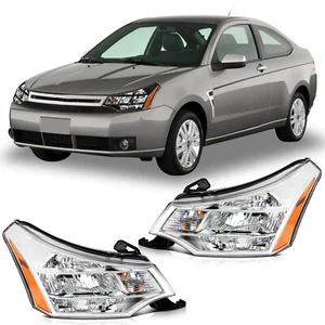 Pair For 2008-2011 Ford Focus Headlights Assembly Chrome Housing - Picture 1 of 14