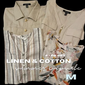 Naturfaser Kapsel M | 4-teiliges Leinen Baumwolle Set, Mix & Match Neutral Sommer Set - Bild 1 von 15