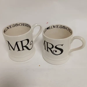 Emma Bridgewater Toast & Marmalade MR & MRS 2 Half Pint Mugs English Earthenware - Picture 1 of 24