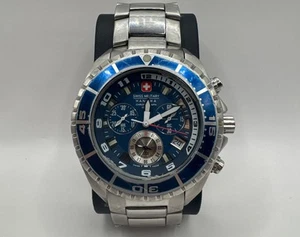 Swiss Military Hanowa Men’s Analog Watch – Blue Dial, Stainless Steel, Size 7.5! - Picture 1 of 21