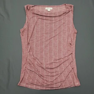 Coldwater Creek Bluse Damen Große L 14 Ärmellos Stretch Polka Dot Rot - Bild 1 von 11