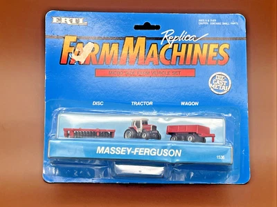 Ertl 1990 Massey-Ferguson FarmMachines Micro Size Disc Tractor Wagon Farming NIP - Image 1 of 3