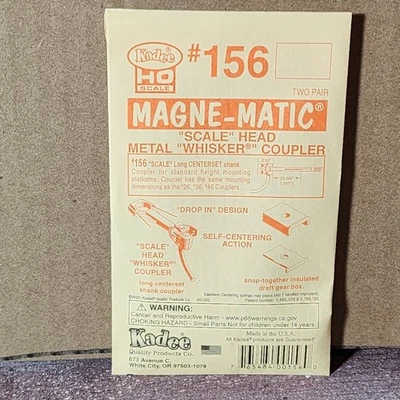 Kadee 156 SCALE HEAD Metal Whisker Long Centerset Shank Coupler 2 Pair HO Scale - Image 1 of 2