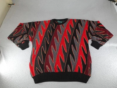 Vintage Coogi Style Sweater Mens 2XL XXL Red Cosby 3D Textured 90s Canada Tundra - Image 1 of 4