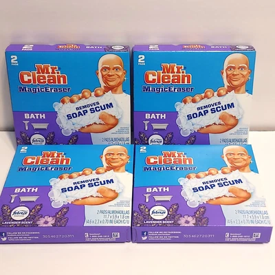 Lote de 4 cajas - 2 por paquete Mr. Clean Baño Lavanda Aroma Borrador Mágico Foto 1 de 4