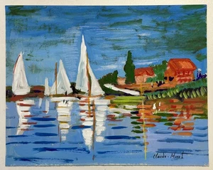 Claude Monet Drawing on old paper (Handmade) signed and stamped artwork - Picture 1 of 4