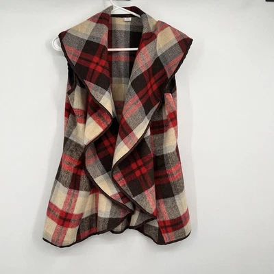 Abrigo Chaqueta A Cuadros Otoño Cascada A Cuadros Rojo Marrón Pequeño Foto 1 de 4