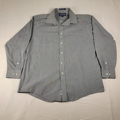 Savile Row Shirt Mens 17 32/33 Gray Wrinkle Free Long Sleeve Button Front Pocket - Image 1 of 4