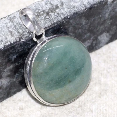 Colgante redondo étnico aguamarina enchapado en plata 925 talla 1,6" MJ Foto 1 de 3