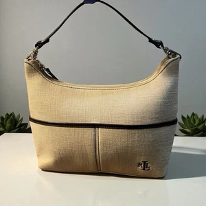 Lauren Ralph Lauren Handtasche in creme mit braunem Besatz klein - Bild 1 von 13
